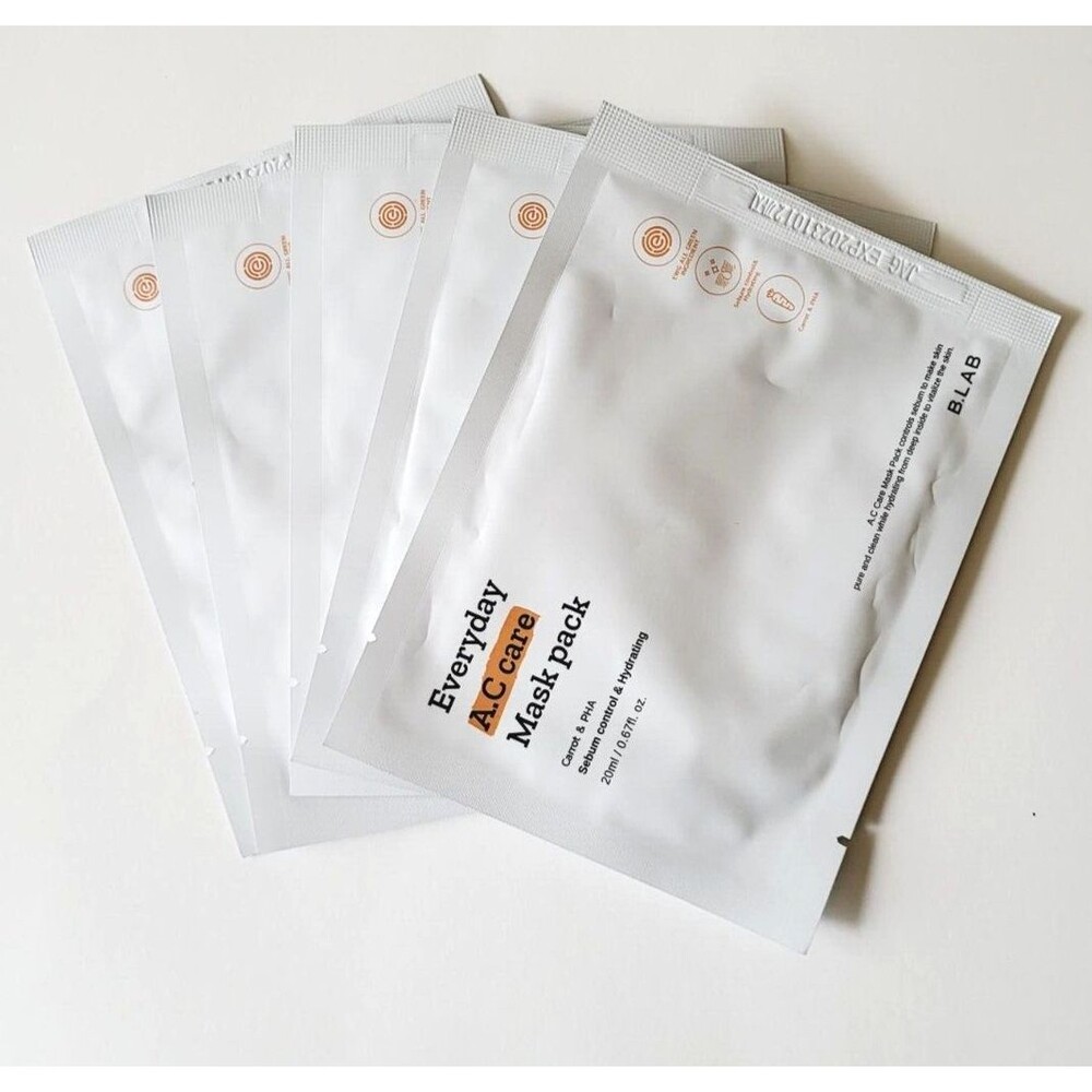 5 x B LAB Everyday A.C. Care Mask Pack Carrot PHA Sebum Control & Hydrating NEW!